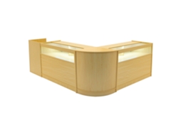 Conjunto de Balcões Comerciais Luna | Maple | CM60 2xB1200 TB60 | MDF e Vidro Temperado | Prateleiras e Portas MonsterShop