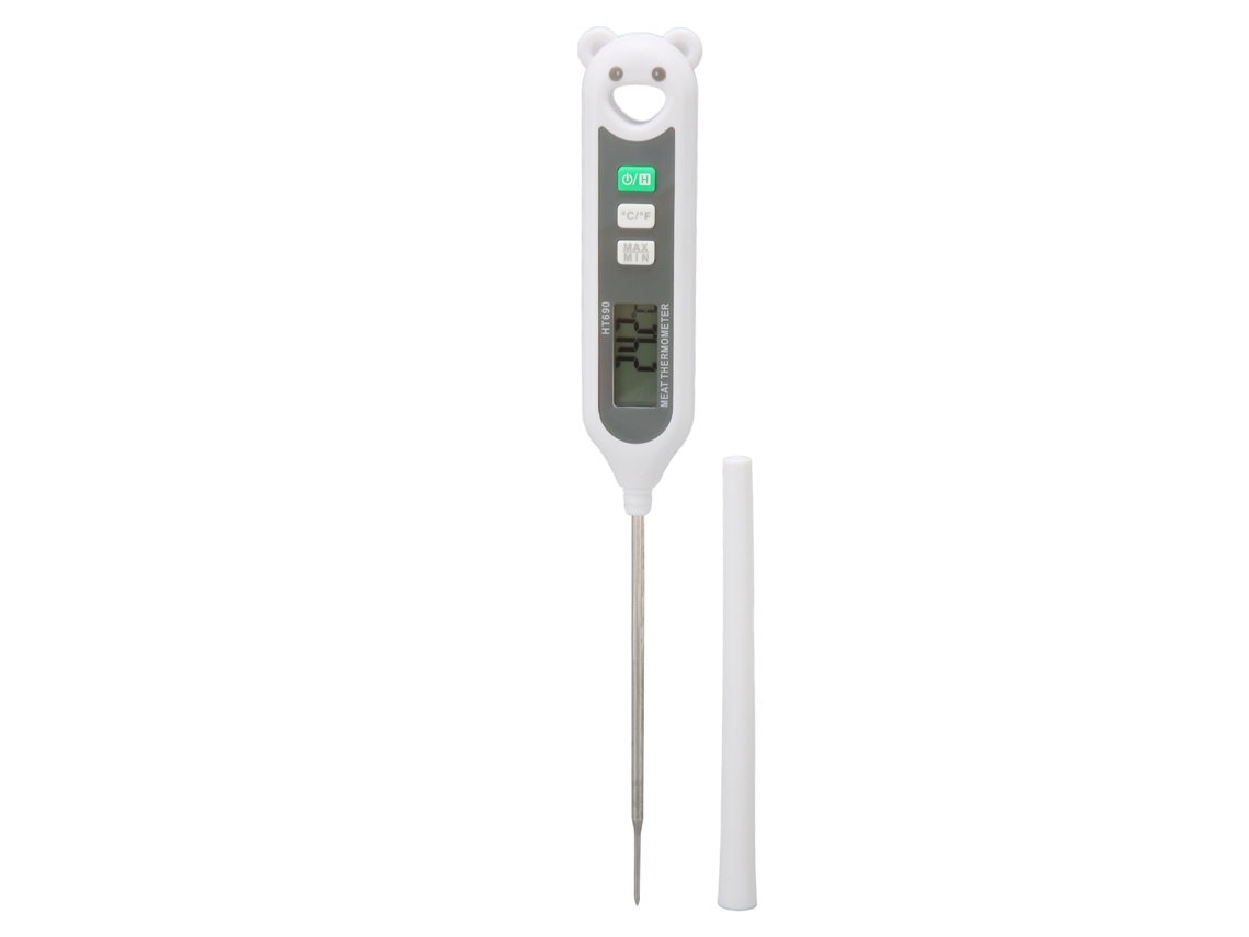 Termômetro digital de carne com sonda HT690 tela LCD medição rápida 50 a 300°C resistente à água | S/MARCA