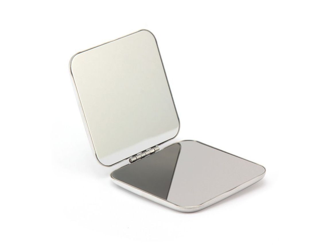 2026-espejo De Maquillaje Cuadrado Portátil De Acero Inoxidable 5.7x5.7cm (plateado)