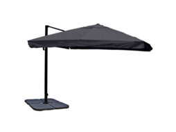 Parasol Déporté 3,5 X 3,5 M Ø Env. 4,95 M Aluminium Et Polyester 25 Kg Anthracite Avec Volant Avec Pied 04_0007994