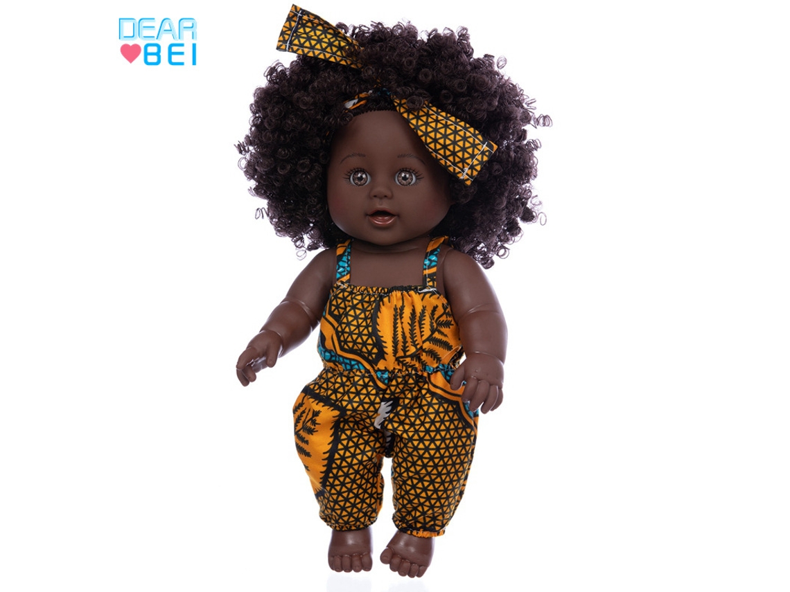 Boneca Africana 30 Cm (12 Polegadas), Para Brinquedo Casinha Infantil, Boneca Conforto Para Bebês.