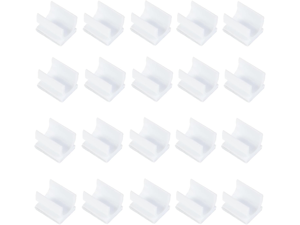 Clipes adesivos para canetas, quadrados, brancos, pacote com 100 unidades, clipes de plástico para mesa e sala de estar.
