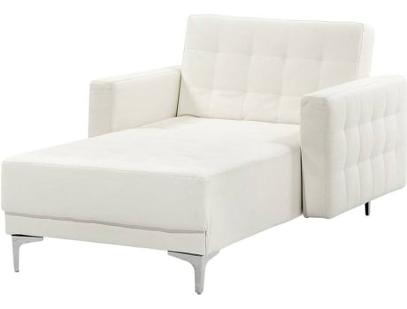 Sofá chaise longue reclinável em pele sintética branca ABERDEEN