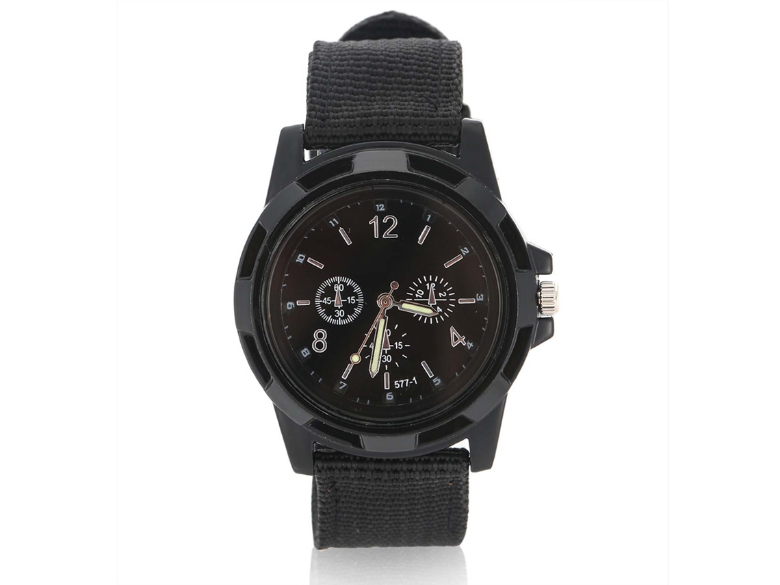 Relógio Analógico Eletrônico de Pulso Militar com Pulseira de Náilon Redonda Preto