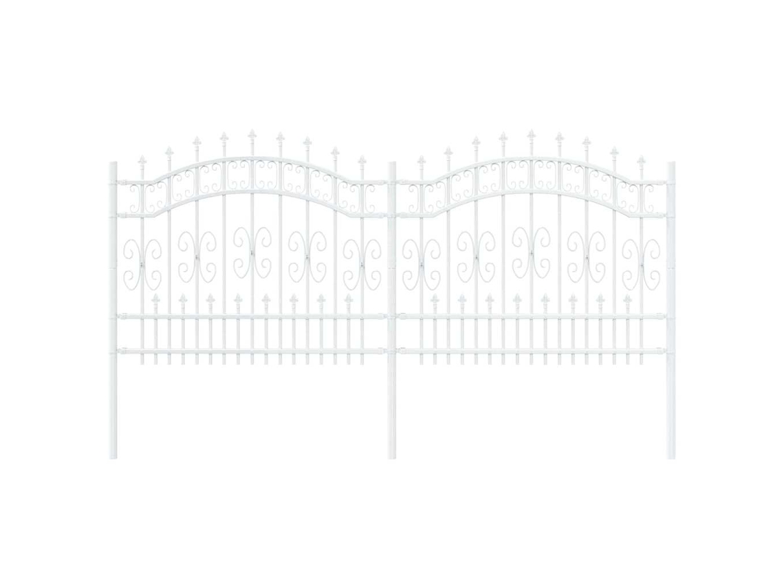 Conjunto 1 Cerca Para Jardim Vidaxl Branco Aço Revestido A Pó (240 X 140 Cm)