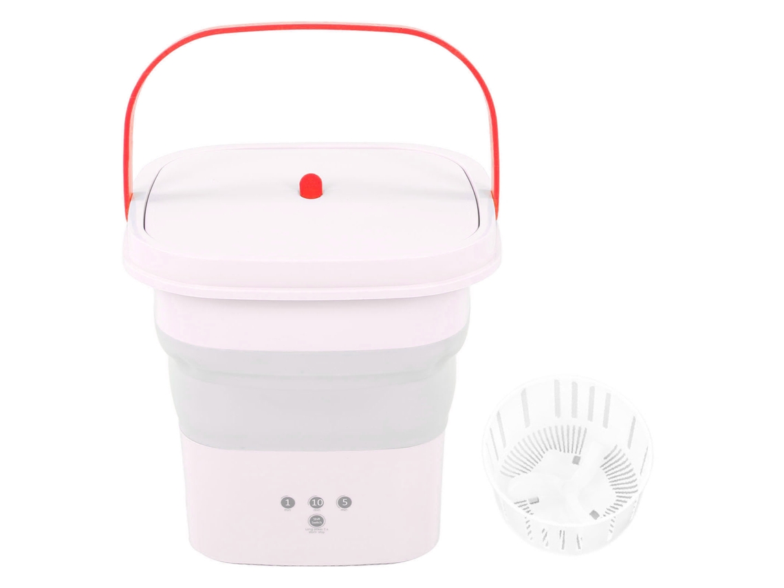 Máquina de Lavar Mini Plegável Pequena com Cesto de Drenagem para Roupas de Crianças e Íntimas 100 240v Rosa Plugue Eu | S/MARCA
