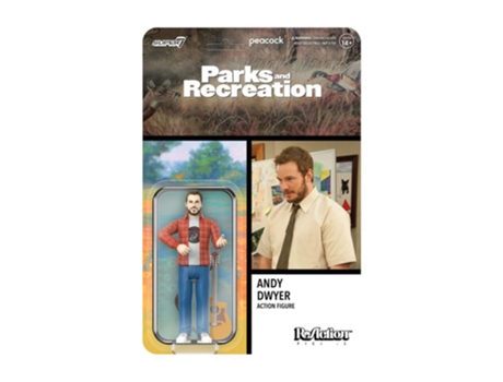 Figura Super7 PARQUES E RECREAÇÃO Andy Dwyer Reação 3.75 Figura de Ação