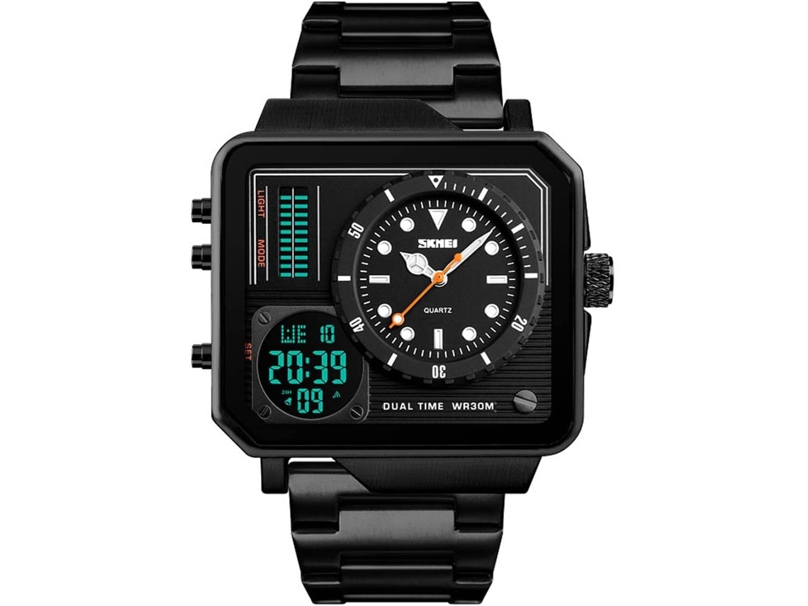 Lurelia Relógio Digital Desportivo, Analógico, Visor Digital, Led, Cronómetro, Alarme, Data/calendário, Duplo Fuso/mostrador, Aço Inoxidável, Dourado