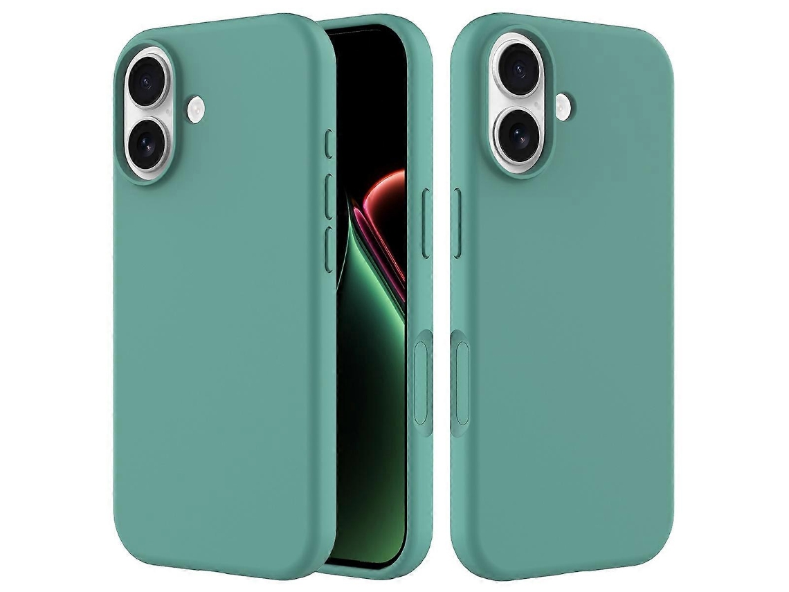 Capa De Silicone Líquido À Prova De Choque Para Iphone 17 - Verde Escuro E Macia