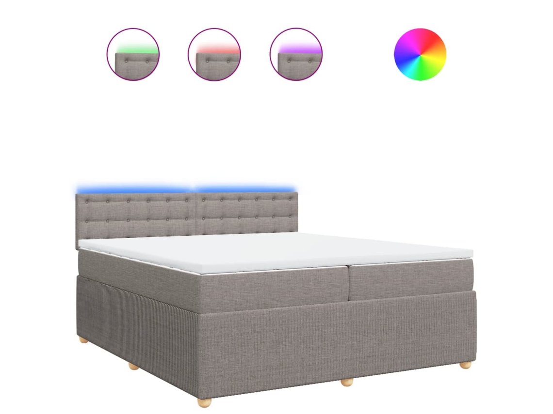 Box Spring Bed, Box Spring Beds Vidaxl Cinzento-acastanhado Tecido (200 X 200 Cm)