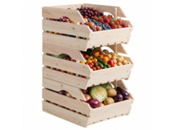 Suporte para Cesta de Frutas de Madeira de Abeto com 3 Camadas Removíveis. para Frutas e Vegetais. 27x37,5x60cm. Natural Ge