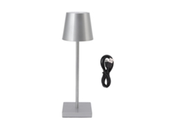 Lâmpada de mesa led sem fio recarregável com toque dimmerizável brilho alto prata S/MARCA