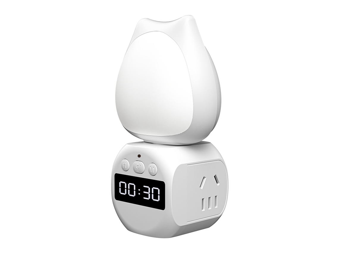 Luz Noturna LED Mini Rotativa 350° com Relógio para Quarto
