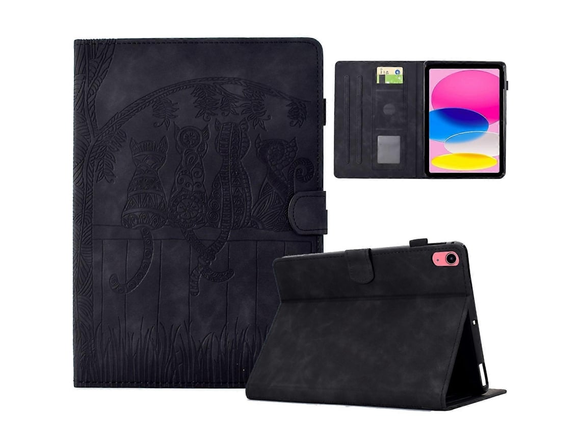 Capa Para Ipad 10.9 Com Estampa De Gatos Em Couro Sintético E Compartimentos Para Cartões Slowmoose (2022)