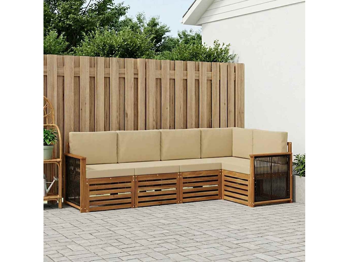 Vidaxl Conjunto De Sofás Para Exterior 4 Unid. Natural