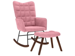 Vidaxl Cadeira De Baloiço Com Banco Veludo Rosa