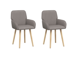 Vidaxl Cadeiras De Jantar 2 Pcs Tecido Cinzento-acastanhado