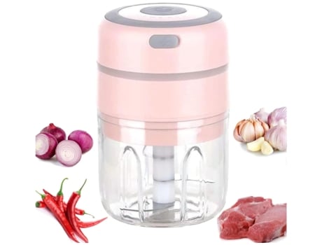 Mini Espremedor De Alho Elétrico Processador De Alimentos Elétrico Picador Sem Fio Poderoso Recarregável Por Usb 250ml Rosa Veanxin Vaenxin