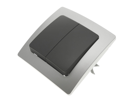Comutador De Lustre De Encastrar Com Espelho 80X80Mm Série Lille Prata e Cinza BEMATIK