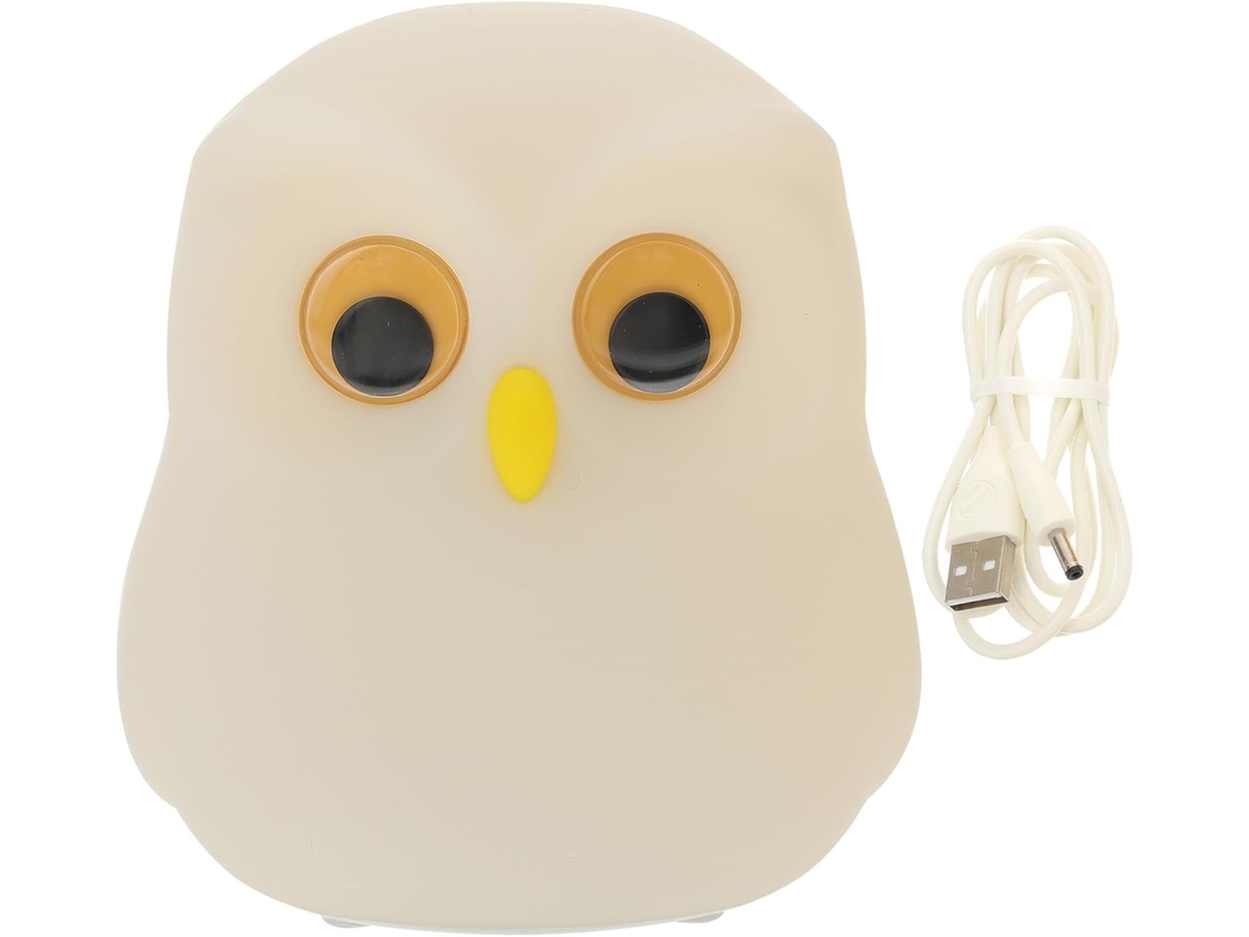 Luminária Noturna De Coruja Em Silicone Branco Para Quartos Meninos E