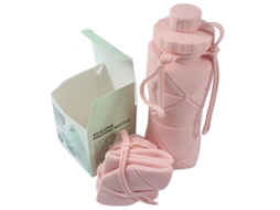 Garrafa Água Dobrável Silicone 600ml HENTEN HOME Rosa