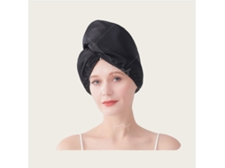 Touca De Cetim Para Secar O Cabelo Com Aba Larga Preta
