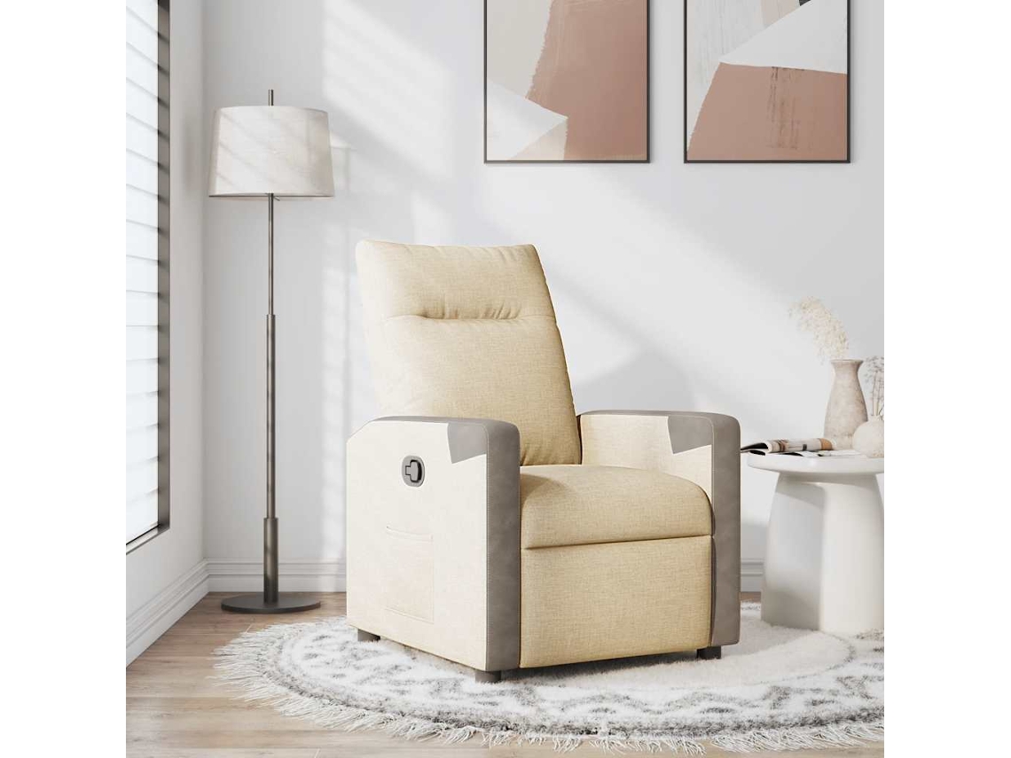Vidaxl Poltrona Reclinável Tecido Cor Creme