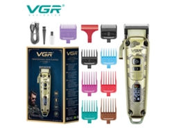 Máquina de Cortar Cabelo Elétrica Retrô com Visor Digital Lcd e Aparador de Metal Recarregável. MDUG