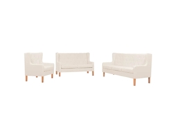 Conjunto de Sofás 3 Pcs Tecido Branco Nata SYFAX