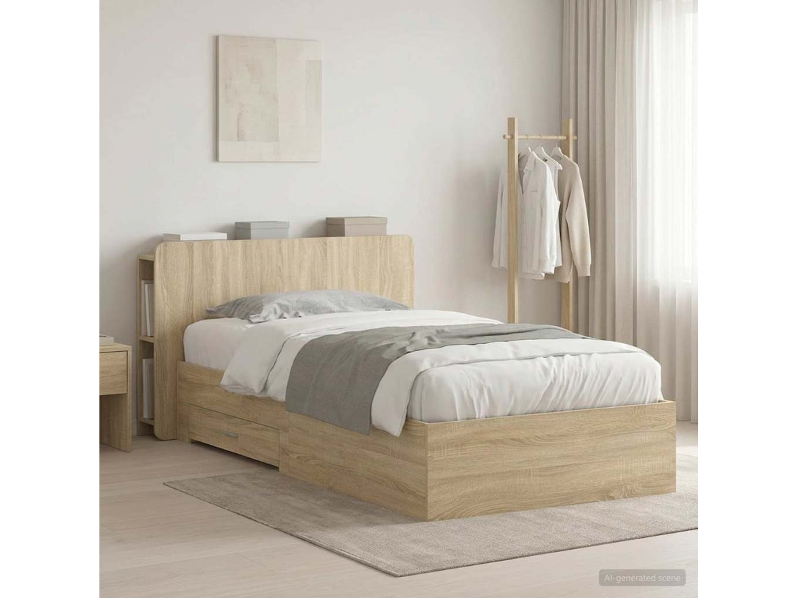 Vidaxl Estrutura de Cama com Armazenamento Carvalho Sonoma 80 X 200 Cm