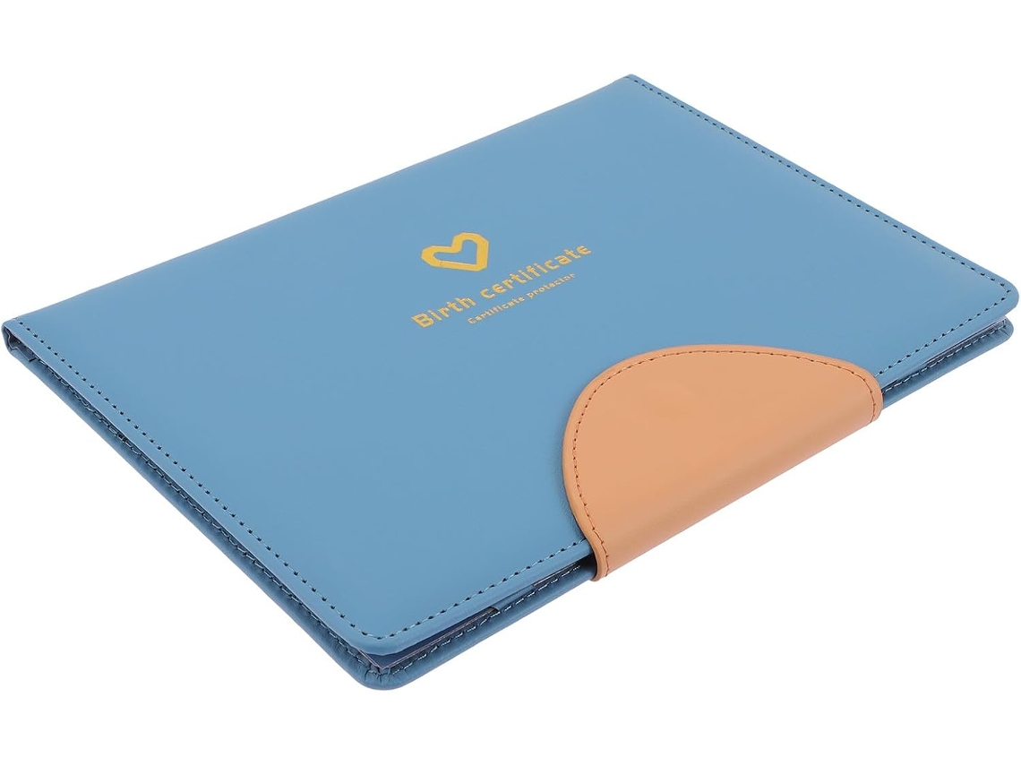 Capa protetora Healifty para bebês meninos, em couro azul, tamanho padrão, resistente e ideal para itens essenciais.