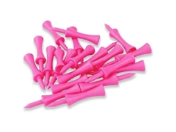 Tees de golfe de plástico rosa Slowmoose de 59 mm (edição limitada), pacote com 100, com fecho de plástico