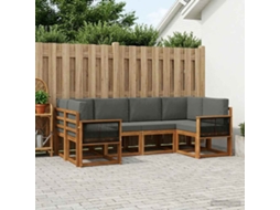 Vidaxl Conjunto De Sofás Para Exterior 6 Unid. Natural E Antracite