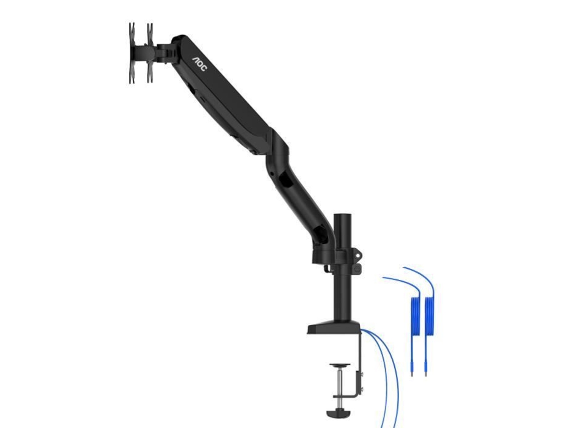 Double Arm AD110DX Braço a Gás Ajustável para 2 Telas de Até 27 Polegadas 9 kg no Máximo por Braço com Hub USB Integrado AOC