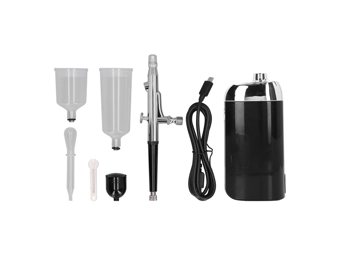 Kit De Aerógrafo Inalámbrico Recargable Usb Portátil Mini Para Decoración De Pasteles Y Manicura Negro
