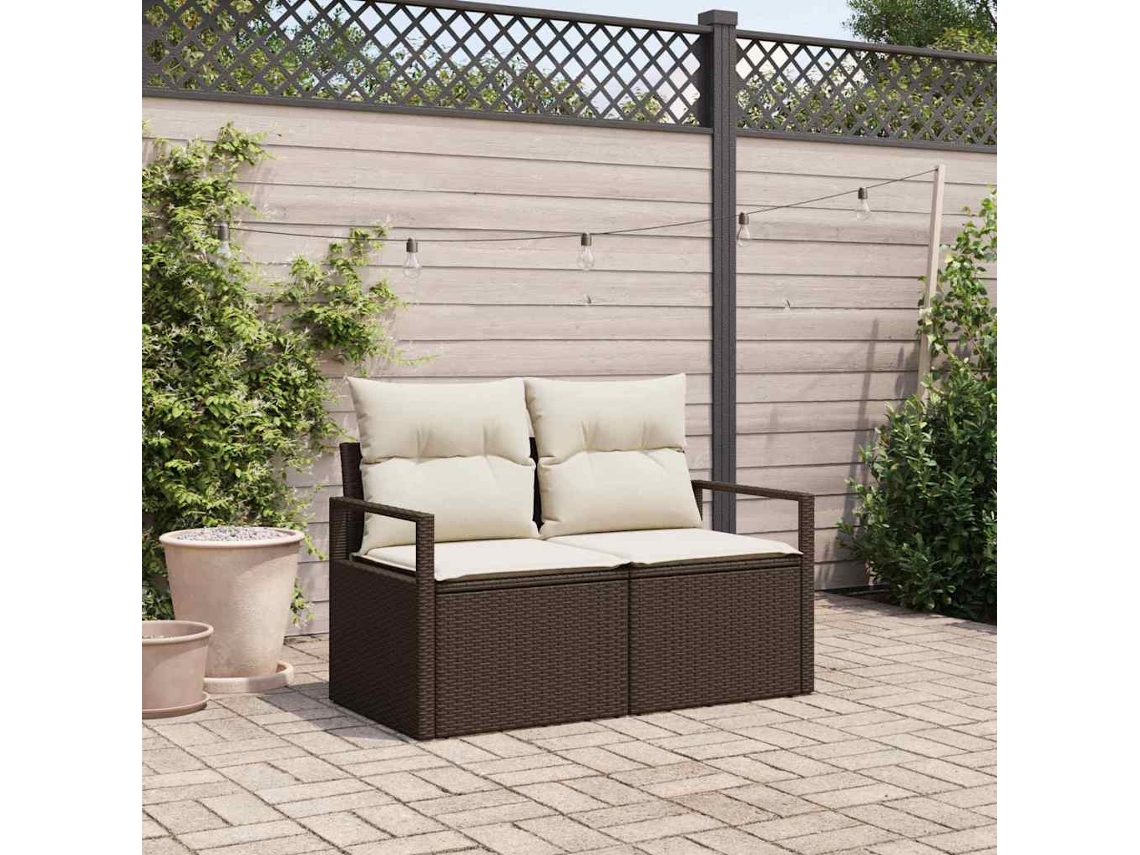 Vidaxl Sofá De Jardim Com Almofada 120 X 62 X 69 Cm. Vime Pe