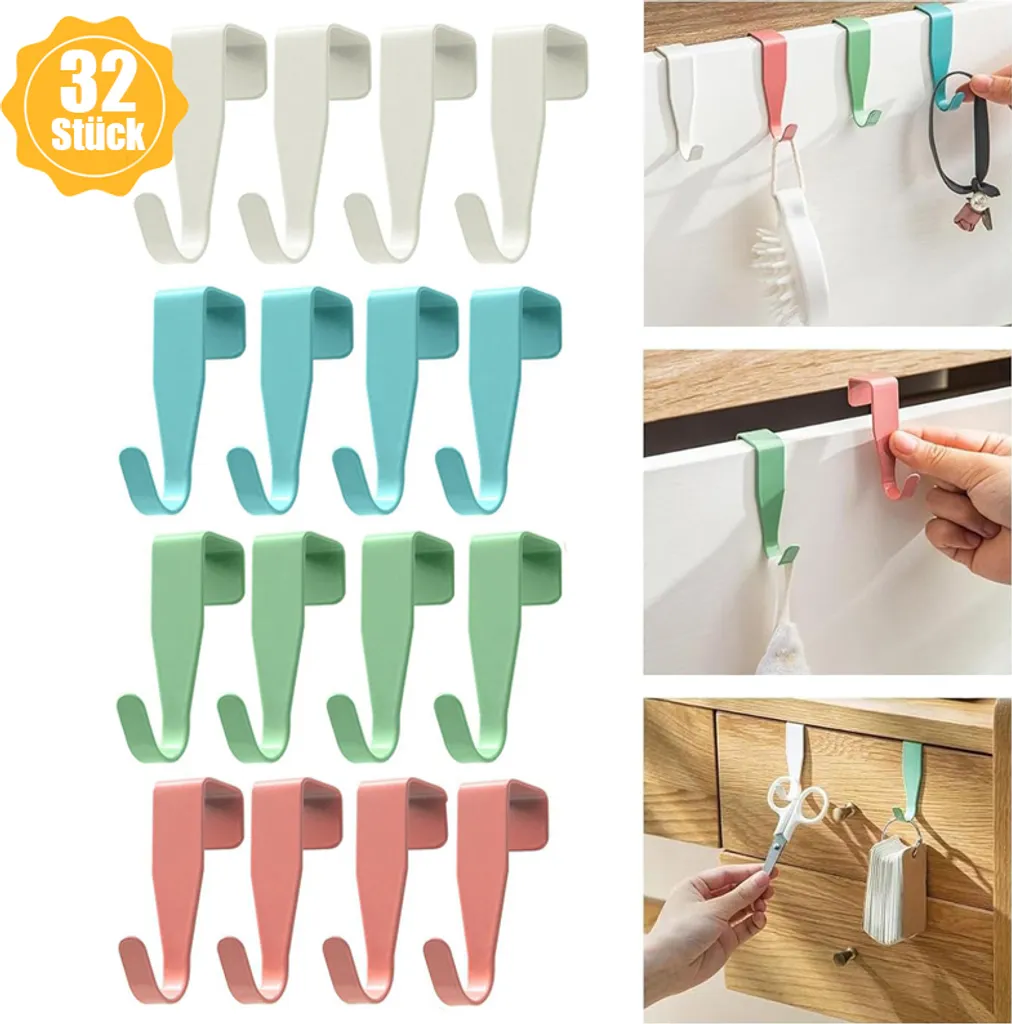 Ganchos De Porta Em Aço Inoxidável, Conjunto De 32 Peças, Ganchos Para Roupa, Ganchos Para Casacos