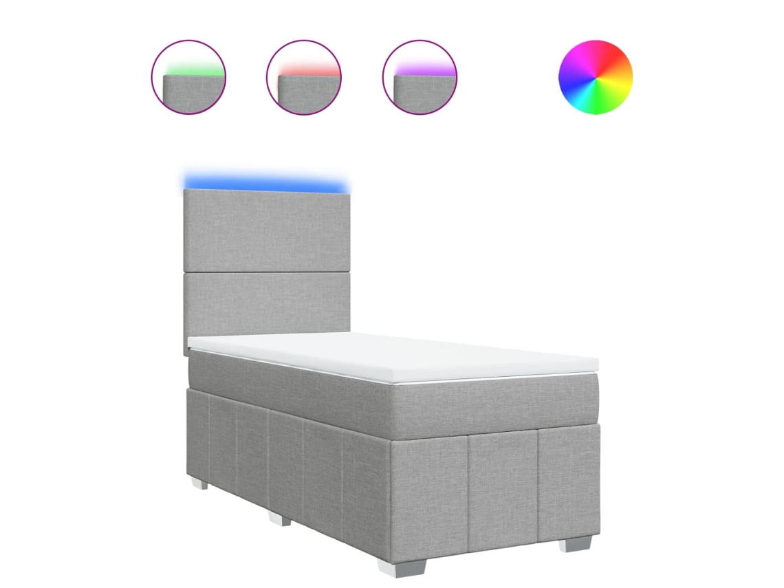 Box Spring Bed, Box Spring Beds Vidaxl Cinzeto Tecido (90 X 190 Cm)