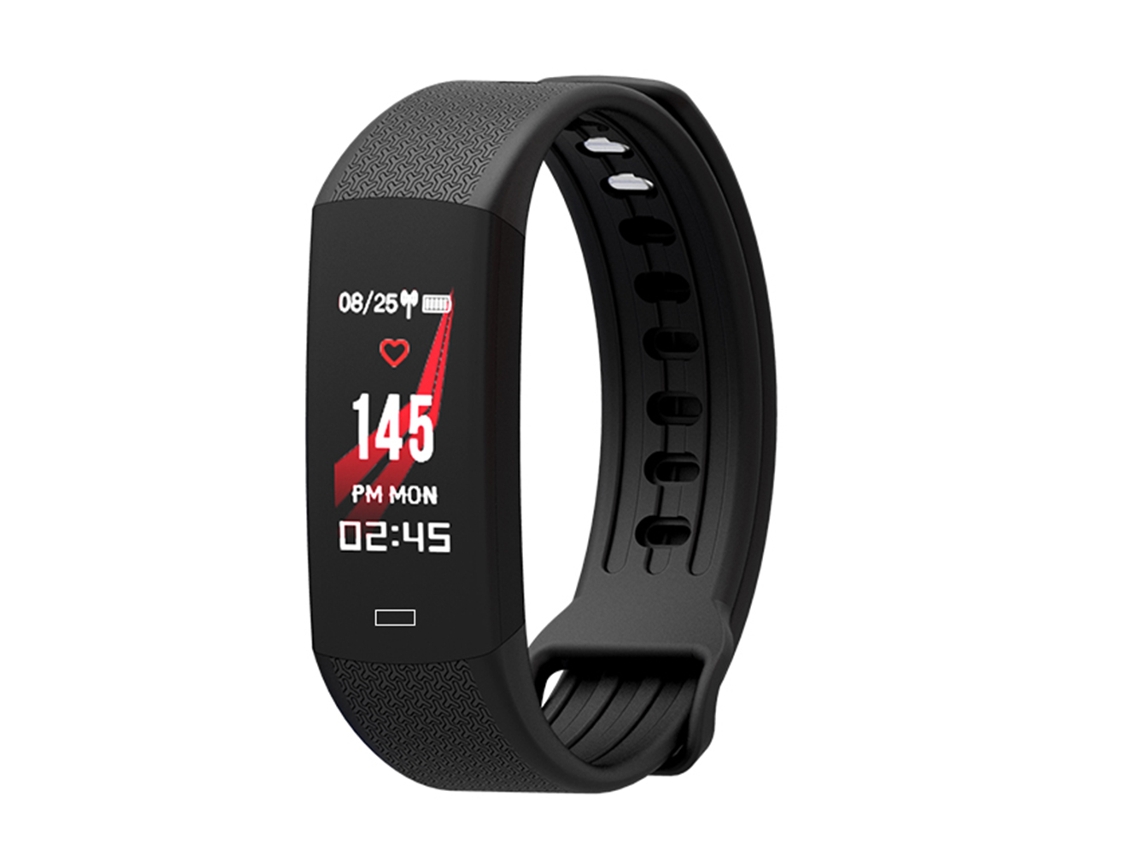 Pulseira Inteligente esportiva com Tela Colorida B6 preta EOOCOO monitoramento de Frequência Cardíaca e resistência à água