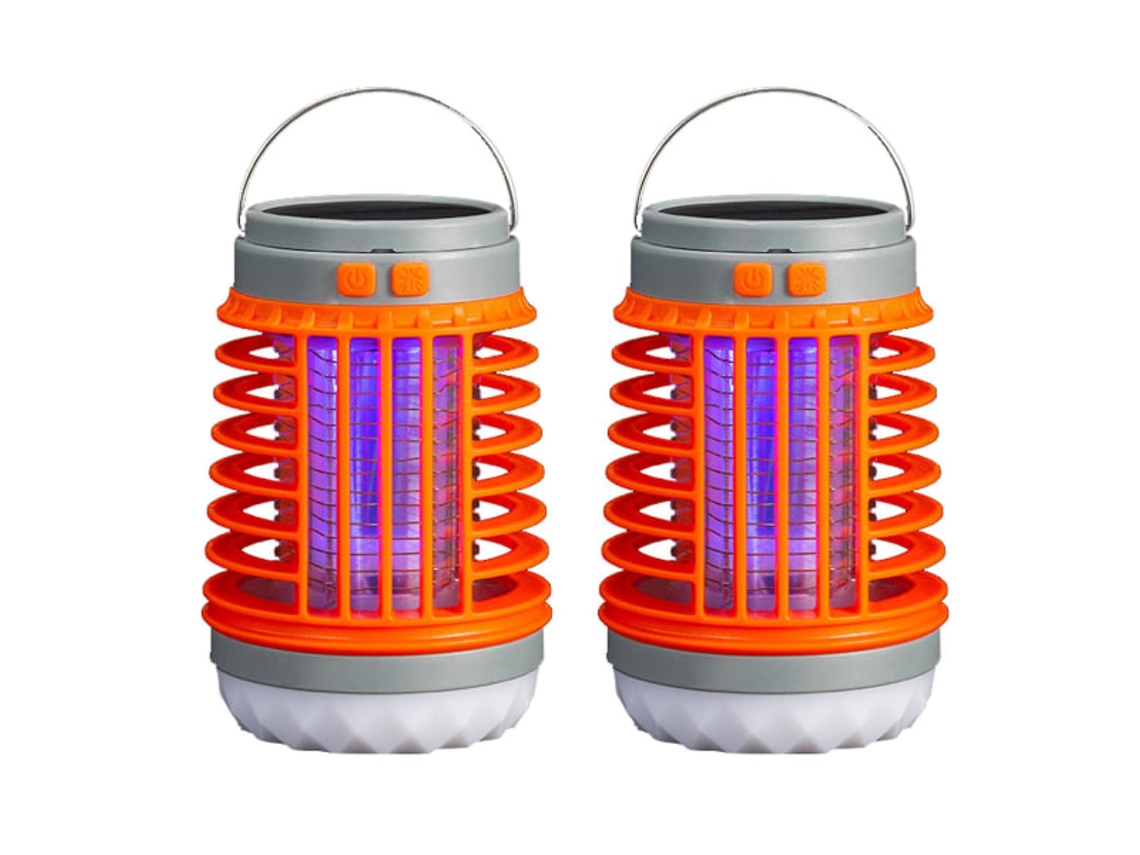 Kit com 2 Luminárias Solar AQUAFORGE, à prova d'água, USB, jardim, pátio