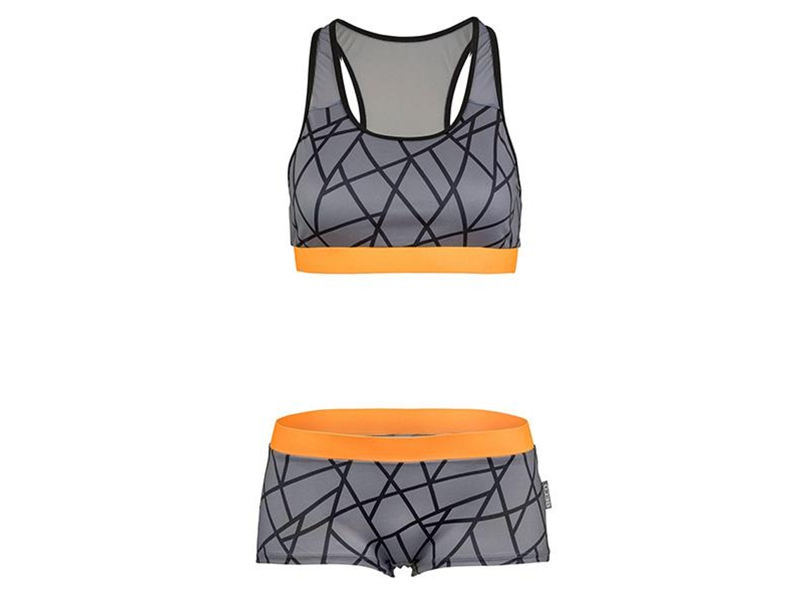 Biquíni Beco Tangram | Taça B | Cinza/laranja