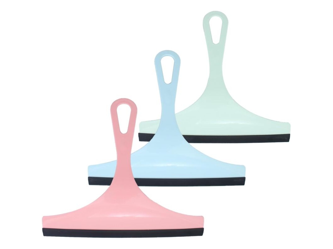Conjunto De 3 Raspadores Para Chuveiro. Raspador Para Janela. Raspador Para. Para, Porta De Vidro, Espelho, Janela, Azulejo Azul + Verde + Rosa