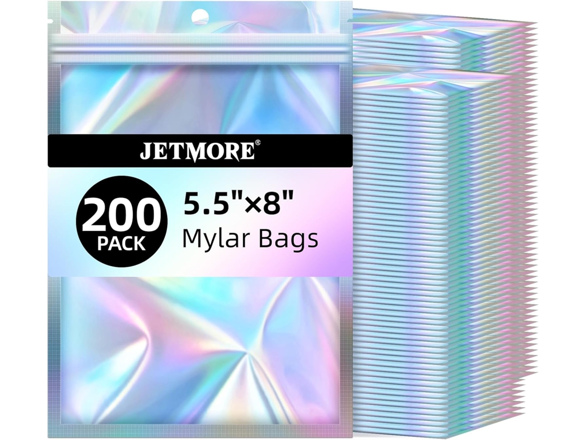 Lote De 200 Sacos Referentes Em Mylar, 14 X 20,3 Cm, Holográficos Para Móveis Escritório, Materiais Pequenos