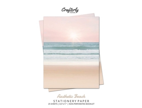 Livro Aesthetic Beach Stationery Paper Cute Letter Writing Paper For Home, Office, Letterhead Design, 25 Sheets De Crafterly Paperie (inglês)
