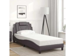 Vidaxl Estrutura De Cama Viana Sem Colchão Couro Artificial 90x190 Cm Cinzento