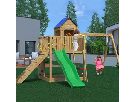 Escorregador casinha escalada balanço duplo jardim infantil Treehouse