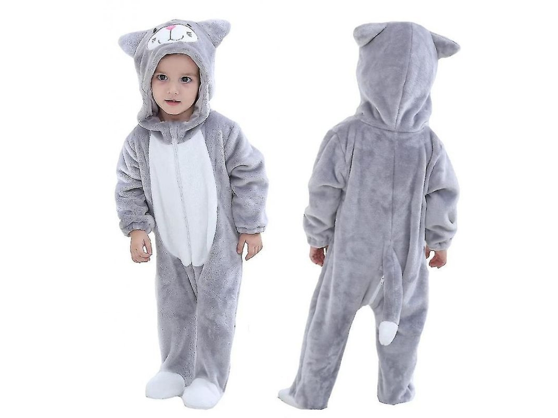 Rebe-disfraz De Dinossauro Para Bebê Traje Com Capuz De Animal Bonito Para Halloween Tamanho Infantil Smc 18-24 Meses Gato Gris