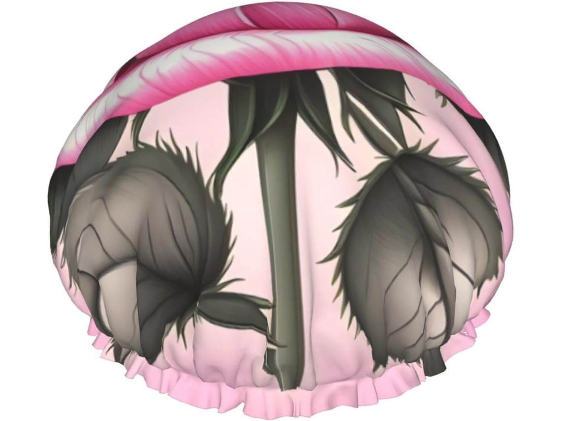 Linda Touca De Banho Rosa Feminina, Impermeável, Reutilizável, Com Cordão Elástico Lavável, Adequada Para Cabelos Longos