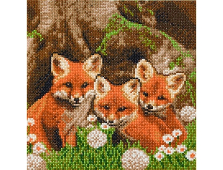 Pintura Diamante Raposas 30 X 30 Cm Youdoit CRYSTAL ART