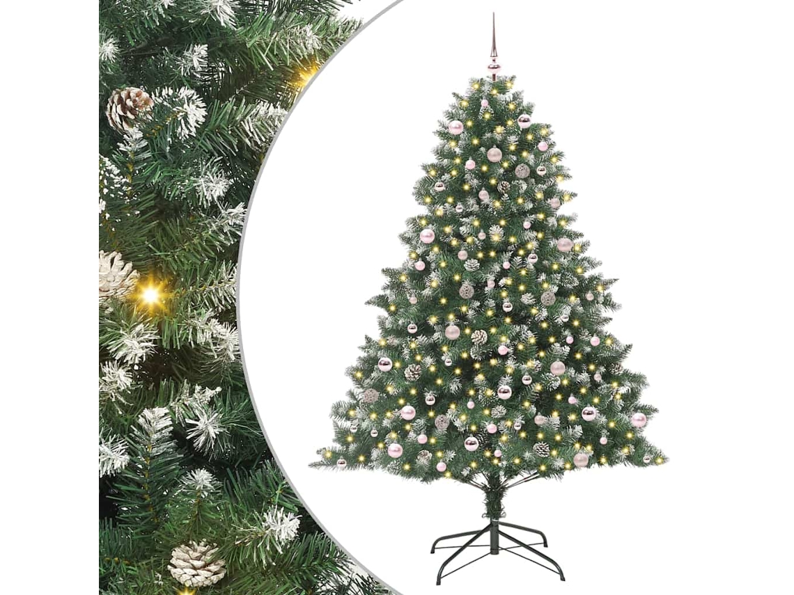 Árvore De Natal Artificial Pré Iluminada Vidaxl Verde Pvc (160 X 160 X 240 Cm)